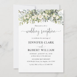 Convite de Recepção de Casamento Floral Branco