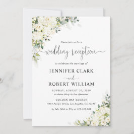 Convite de Recepção de Casamento Floral Branco Ele