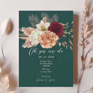 Convite de Recepção de Casamento Floral Esmeralda