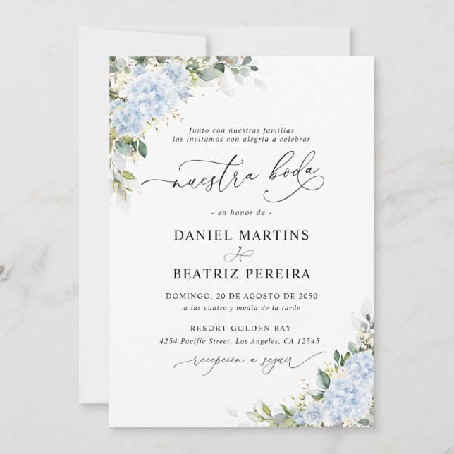 Convite de Recepção de Casamento Floral Hortênsia  (Frente)