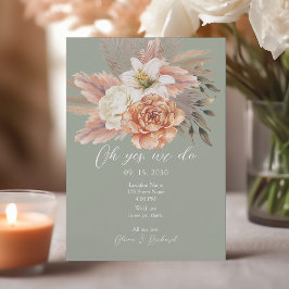 Convite de Recepção de Casamento Floral Verde Salv