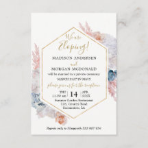 Convite de recepção de casamento fuga com aquarela