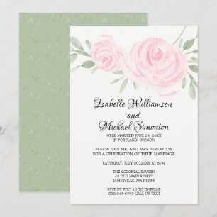 Convite de Recepção de Casamento Fuga com Rosas Pi