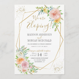 Convite de recepção de casamento fuga floral rosad