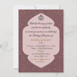Convite de Recepção de Casamento Indiano de Luxo