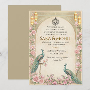 Convite de Recepção de Casamento Indiano Editável