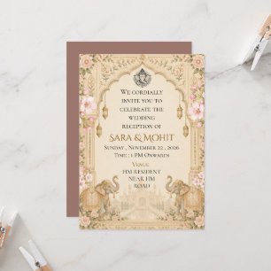 Convite de Recepção de Casamento Indiano Elegante