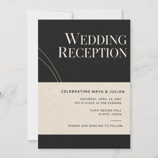 Convite de Recepção de Casamento Japonês Moderno S (Frente)