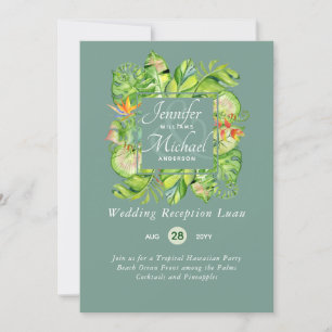 Convite de Recepção de Casamento Luau de Folhas Tr