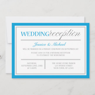 Convite de Recepção de Casamento Moderno Azul e Ci