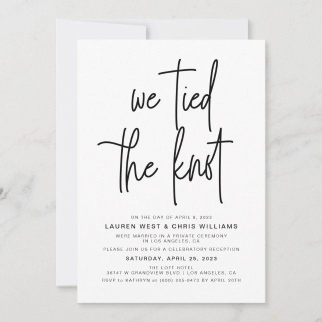 Convite de Recepção de Casamento Nós Amarramos o N (Frente)