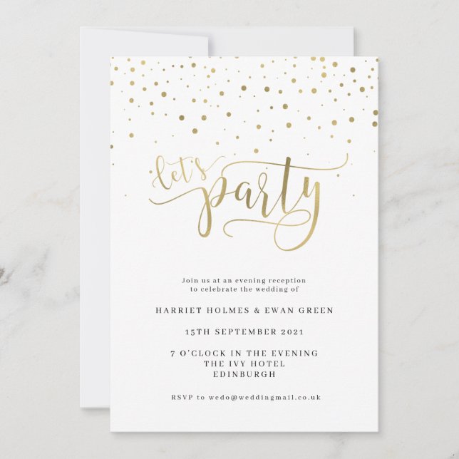 Convite de Recepção de Casamento Noturno 'Vamos Fa (Frente)