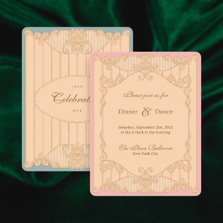 Convite de Recepção de Casamento Ornamentado Art N