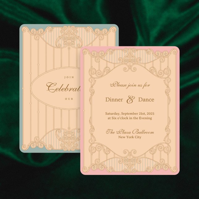 Convite de Recepção de Casamento Ornamentado Art N (Criador carregado)