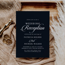 Convite de Recepção de Casamento Preto e Branco co