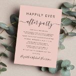 Convite de Recepção de Casamento Rosa Blush Chic<br><div class="desc">Convite de recepção/festa de anúncio e celebração de casamento ou fuga romântica cor-de-rosa chic. "Festa Feliz para Sempre" é escrito em tipografia simples e uma fonte estilosa com floreios. Personalize seu anúncio e convite e adicione seus nomes em uma fonte com estilo de assinatura. O verso apresenta seus primeiros nomes...</div>