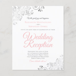 Convite de Recepção de Casamento Rosa e Branco SIM