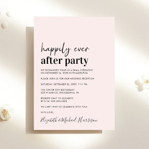 Convite de Recepção de Casamento Rosa Minimalista 