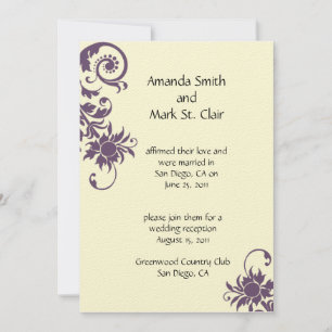 Convite de Recepção de Casamento Roxo e Marfim
