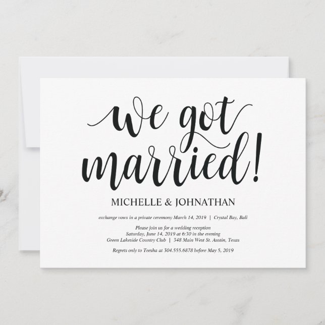 Convite de Recepção de Casamento Rústico (Frente)