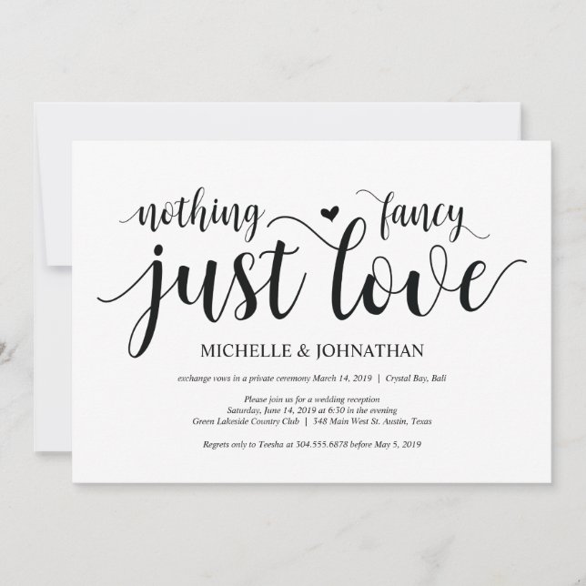 Convite de Recepção de Casamento Simples ao Ar Liv (Frente)