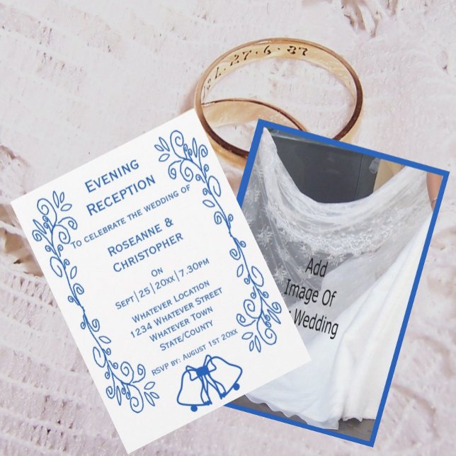 Convite de Recepção de Casamento Sininhos Azul Saf (Criador carregado)