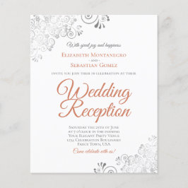 Convite de Recepção de Casamento Terracota e Branc