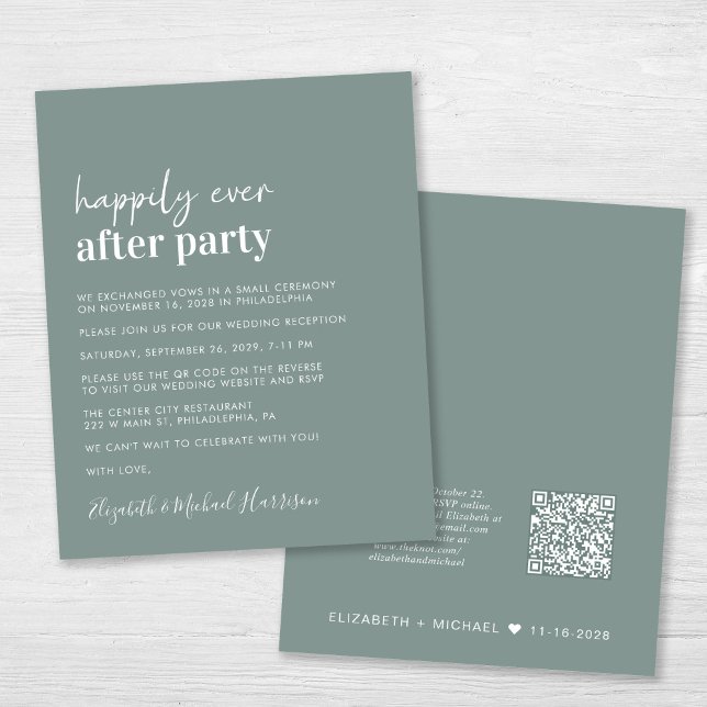 Convite de Recepção de casamento Verde do Sage de  (An chic Happily Ever After Party all-in-one invitation for your wedding celebration)