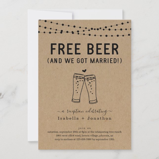 Convite de Recepção Divertida Apenas com Cerveja G (Frente)