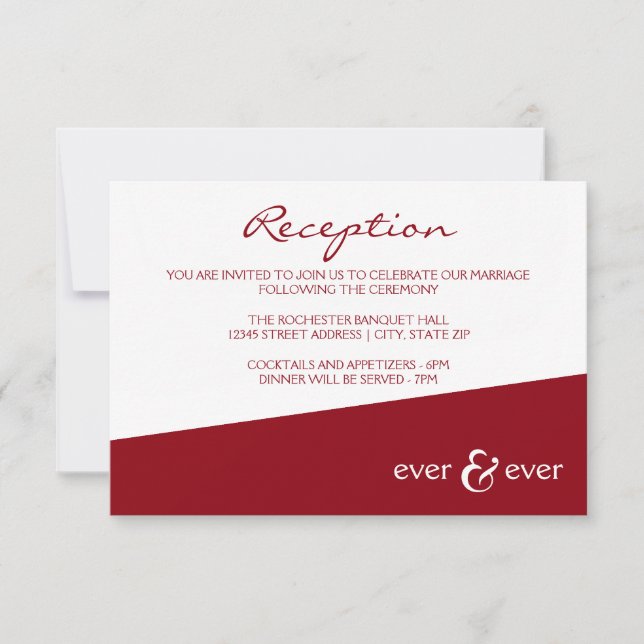Convite de Recepção Ever & Ever Burgundy Angle (Frente)