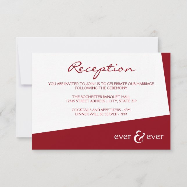 Convite de Recepção Ever & Ever Burgundy Angle (Frente)