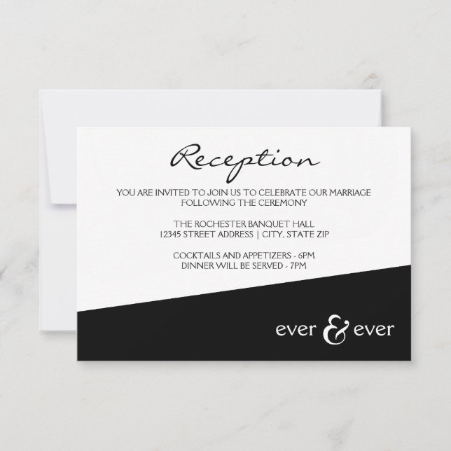 Convite de Recepção Ever & Ever Preto Ângulo (Frente)