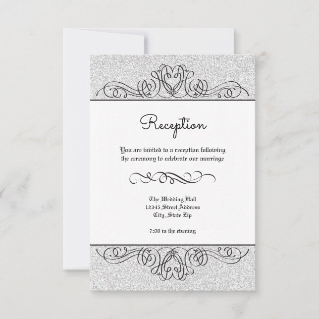 Convite de Recepção FauxGlitterFormal Floral Flour (Frente)