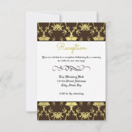 Convite de Recepção - Floreio Formal Retro Dourado