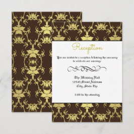 Convite de Recepção - Floreio Formal Retro Dourado