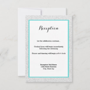 Convite de Recepção - Moldura Teal e Brilho Branco