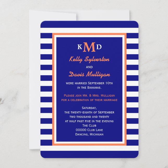Convite de Recepção Pós-Casamento - Náutico (Frente)
