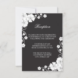 Convite de Recepção Preto e Branco Floral