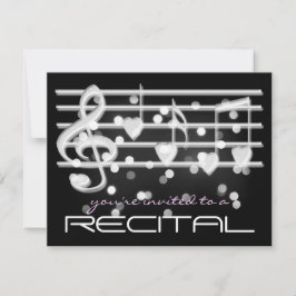 convite de recital de música de notas mágicas bran