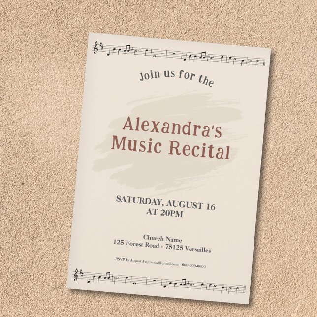Convite de Recital de Partitura Musical (Music Sheet Recital Invitation)