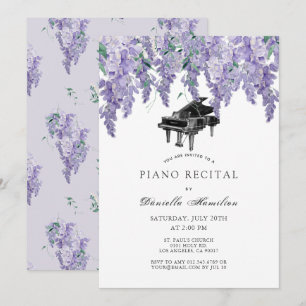 Convite de Recital de Piano Branco Wisteria