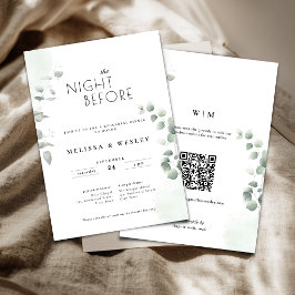 Convite de Rehearsal de Casamento QR Code Greenery