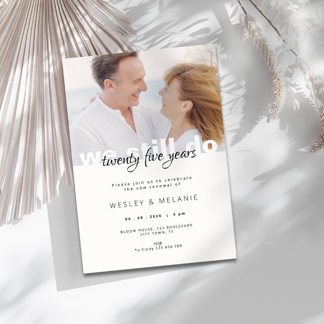 Convite de Renovação de Votos - Ainda Fazemos com  (vow renewal invitation - 25th wedding anniversary)