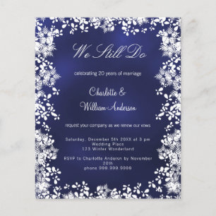 Convite de renovação de votos com flocos de neve a