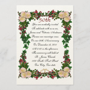 Convite de renovação de votos de aniversário de 50