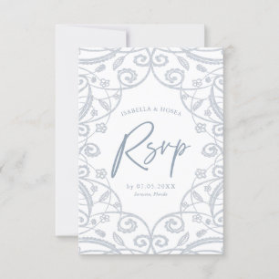 Convite de Resposta de Casamento Azul Poeira Prata