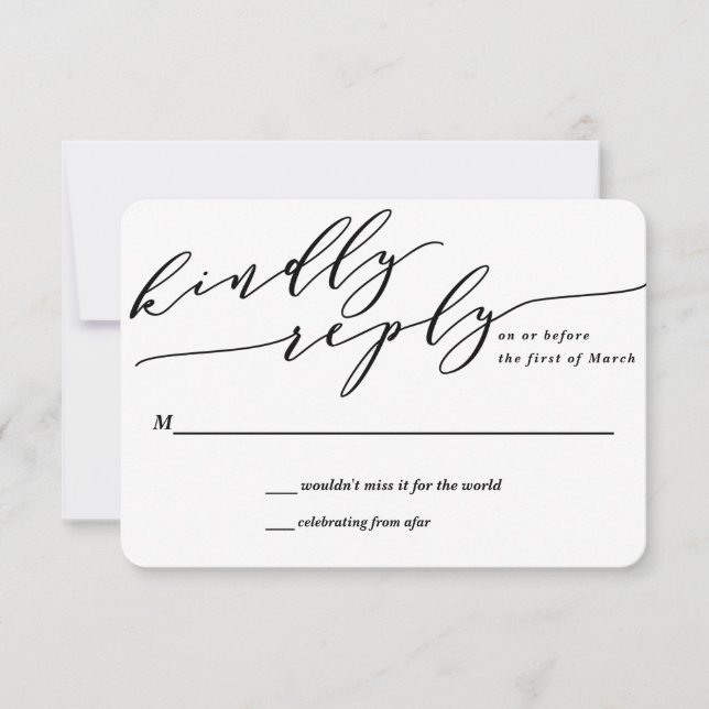Convite de Resposta de Casamento com Floral Monogr (Frente)