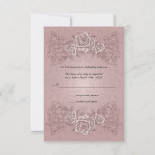 Convite de Resposta de Casamento com Rosas Antigas