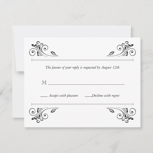 Convite de Resposta de Casamento Elegante Arandela (Frente)