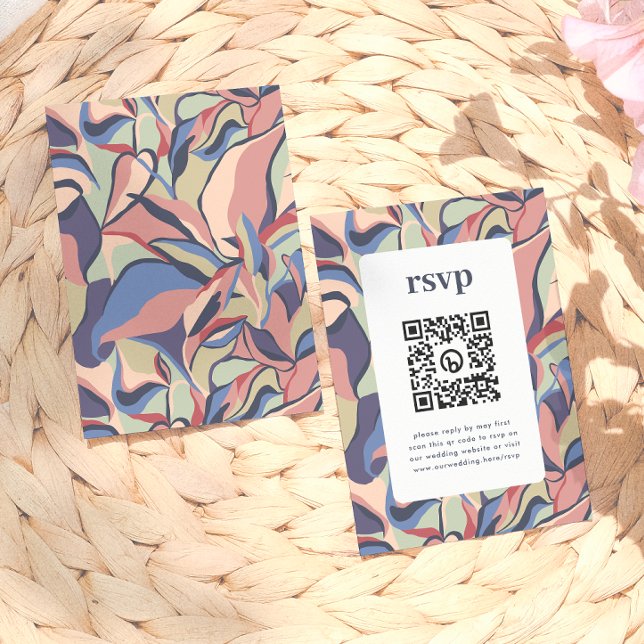 Convite de Resposta de Casamento em Código QR Flor (Criador carregado)